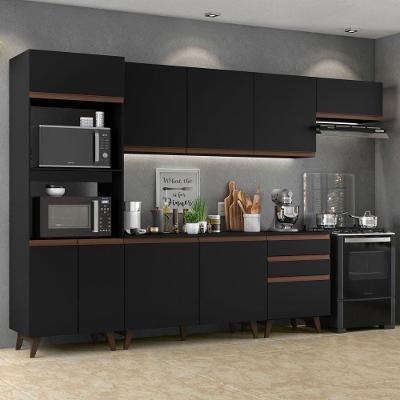 Armário de Cozinha Reims com Balcão e Tampo Preto Rustic