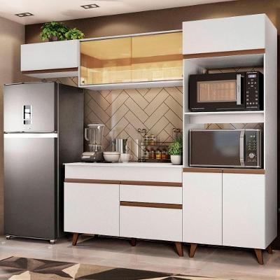 Armário De Cozinha Completa Madesa Reims 260001 Com Balcão E Tampo Branco