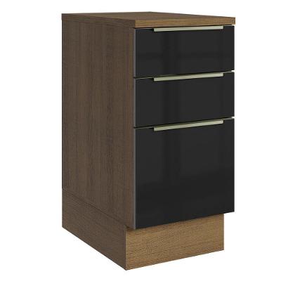 Balcão 40Cm 3GVT Rustic/Preto Lux Madesa Rustic/Preto