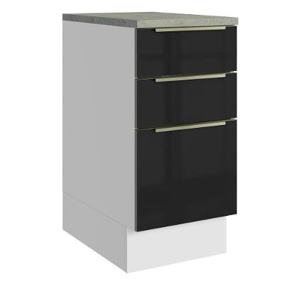 Balcão 40Cm 3GVT Branco/Preto Lux Madesa Branco/Preto