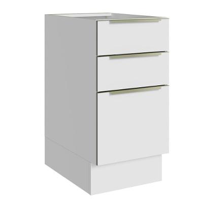 Balcão 40 Cm 3 Gavetas (sem Tampo) Branco/Branco Veludo
