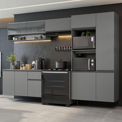 Armário De Cozinha Completa Suspenso 300cm Cinza Nice Madesa 07 Cinza