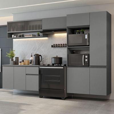 Armário De Cozinha Completa Suspenso 300cm Nice Madesa 06 Cinza