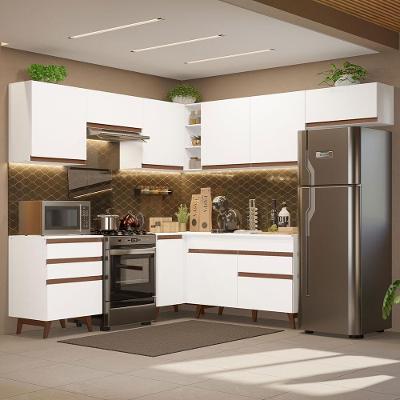 Armário De Cozinha Completa De Canto 462cm Branco 03 Branco