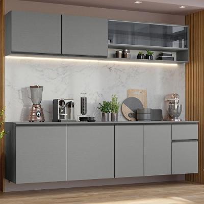 Armário De Cozinha Completa Suspenso 240cm Nice Madesa 05 Cinza