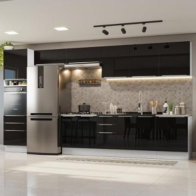 Armário De Cozinha Completa 400Cm Branco/Preto