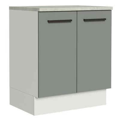 Balcão de Cozinha Agata 70cm 2 Portas Branco Cinza