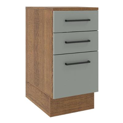 Balcão Agata 40 Cm 3 Gavetas Rustic/cinza Madesa
