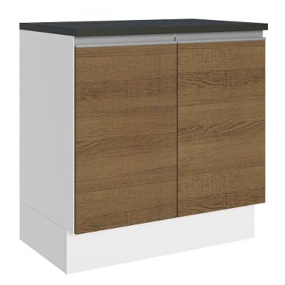 Balcão Acordes Glamy MDF 80 cm 2 Portas Branco/Rustic Madesa