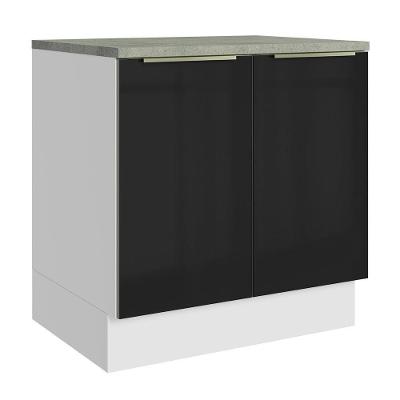 Balcão 80Cm 2PTSBranco/Preto Lux Madesa Branco/Preto