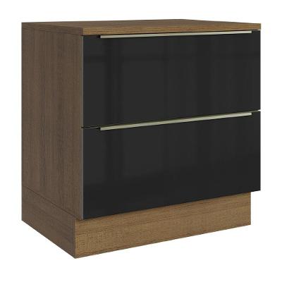 Balcão 80Cm 2GVT Rustic/Preto Lux Madesa Rustic/Preto