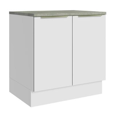 Balcão 80Cm 2PTSBranco/Branco Veludo Lux Madesa Branco