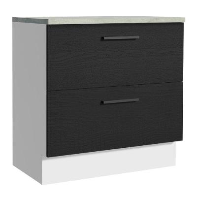 Balcão 80Cm 2GVT Branco/Preto Agata Madesa Branco/Preto