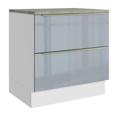 Balcão 80Cm 2GVT Branco/Cinza Lux Madesa Branco/Cinza
