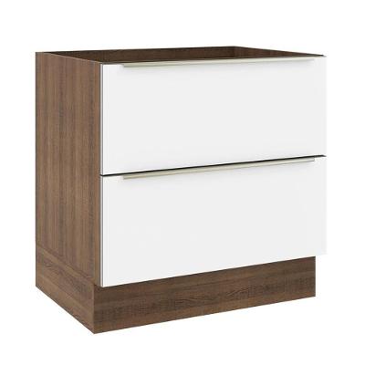 Balcão 80 Cm 2 Gavetas (sem Tampo) Rustic/Branco Veludo