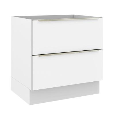 Balcão 80 Cm 2 Gavetas (sem Tampo) Branco/Branco Veludo