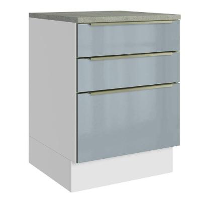 Balcão 60Cm 3GVT Branco/Cinza Lux Madesa Branco/Cinza