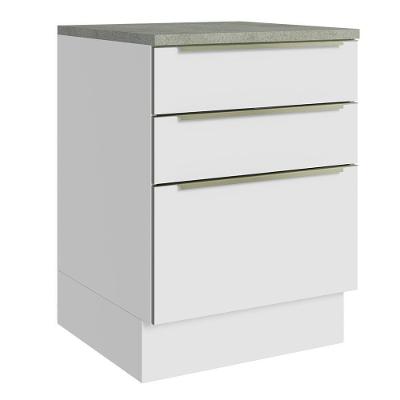 Balcão 60Cm 3GVT Branco/Branco Veludo Lux Madesa Branco