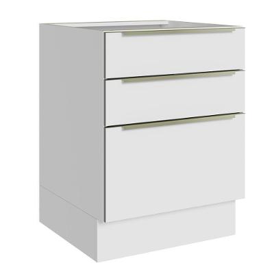 Balcão 60 Cm 3 Gavetas (sem Tampo) Branco/Branco Veludo