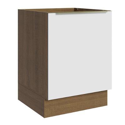 Balcão 60 Cm 1 Porta (sem Tampo) Rustic/Branco Veludo