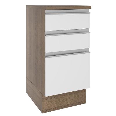Balcão Glamy 40 cm 3 Gavetas Rustic e Branco Madesa