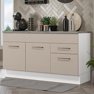 Balcão Gabinete De Pia 150 Cm 2 Gavetas 2 Portas (com Tampo) Branco/crema Agata Madesa Branco/crema