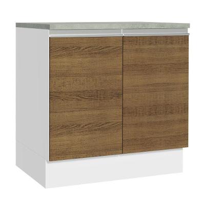 Balcão Glamy 80 cm 2 Portas Branco e Rustic Madesa