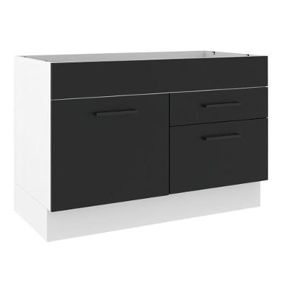 Balcão de Pia Madesa Agata 1 Porta e 2 Gavetas Branco Preto