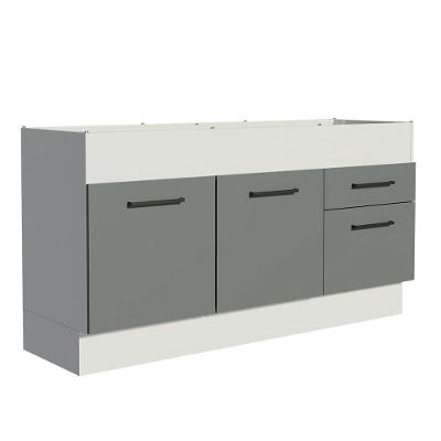 Balcão De Pia 150 Cm 2 Portas E 2 Gavetas Branco/Cinza