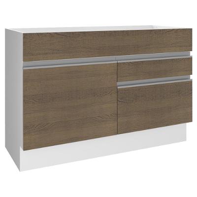 Balcão de Pia Glamy 1 Porta 2 Gavetas Branco e Rustic Madesa