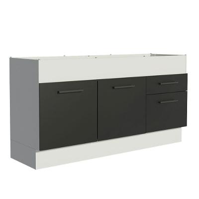 Balcão De Pia 150 Cm 2 Portas E 2 Gavetas Branco/Preto