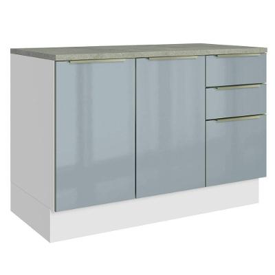 Balcão De Pia 120Cm 2PTS3GVT Branco/Cinza Lux Madesa