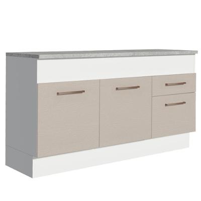 Balcão De Pia 150 Cm 2 Portas E 2 Gavetas (com Tampo) Branco/crema Agata Madesa Branco/crema