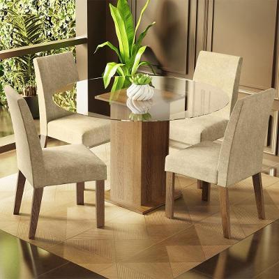 Conj. Mesa Tampo De Vidro Com 4 Cadeiras Rustic/Imperial