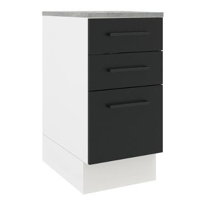 Balcão Madesa Agata 84x40cm 3 Gavetas Branco e Preto