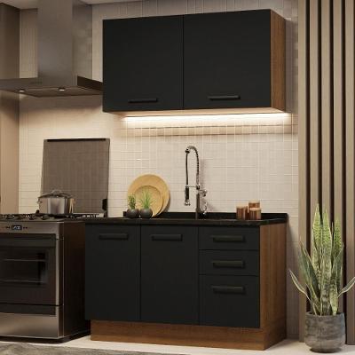 Cozinha Compacta 120001 Com Armário E Balcão Rustic/Preto