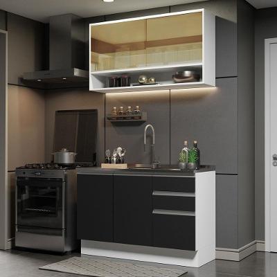Cozinha Compacta 120002 Com Armário E Balcão Branco/Preto