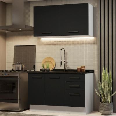 Cozinha Compacta 120001 Com Armário E Balcão Branco/Preto