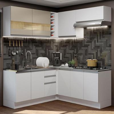 Cozinha 349001 Com Armário E Balcão Branco/Branco/Crema