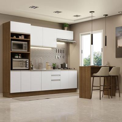 Cozinha 315002 Com Armário, Balcão E Bancada Rustic/Branco