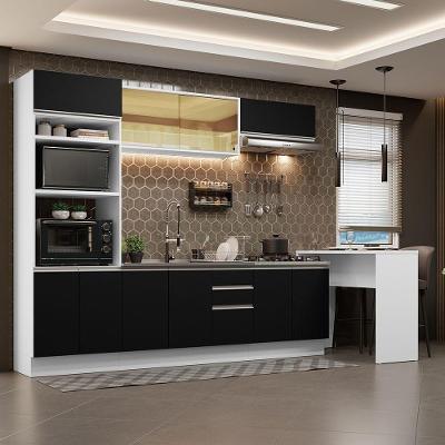 Cozinha 315001 Com Armário, Balcão E Bancada Branco/Preto