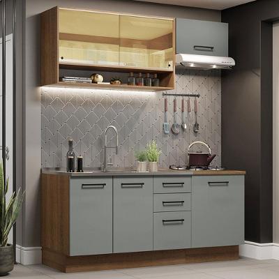 Cozinha Completa 180004 Com Armário E Balcão Rustic/Cinza