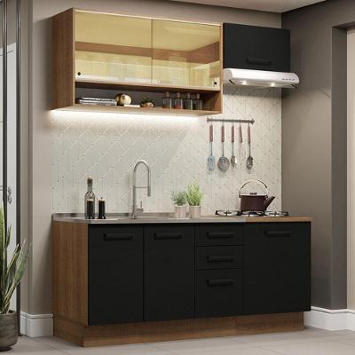 Cozinha Completa 180004 Com Armário E Balcão Rustic/Preto