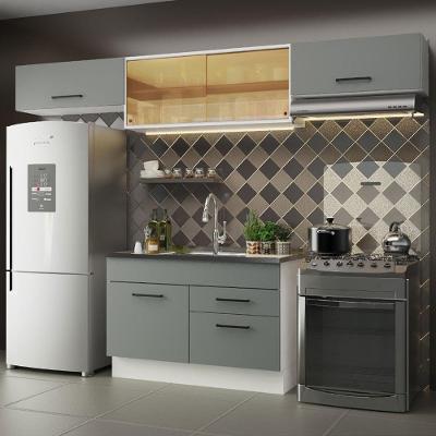 Cozinha Compacta Agata Branco/Cinza Madesa