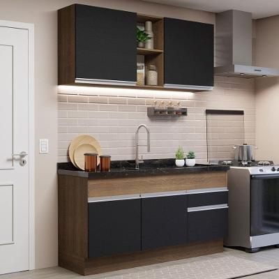 Cozinha Compacta 150002 Com Armário E Balcão Rustic/Preto