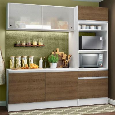 Cozinha Compacta Topazio Pop com Armário Branco Rustic