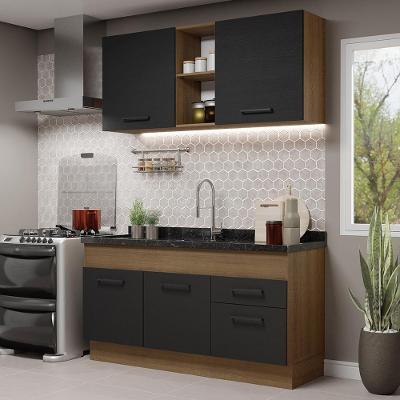 Cozinha Compacta 150002 Com Armário E Balcão Rustic/Preto