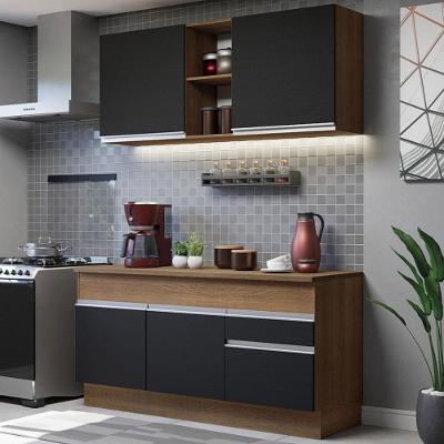 Cozinha Compacta 150001 Com Armário E Balcão Rustic/Preto