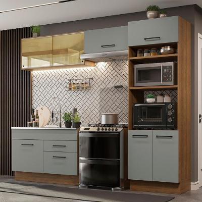 Cozinha Completa 270005 Com Armário E Balcão Rustic/Cinza