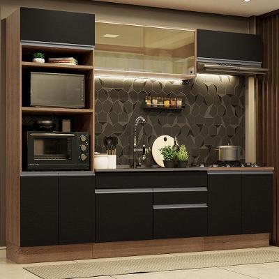 Cozinha Completa 270010 Com Armário E Balcão Rustic/Preto
